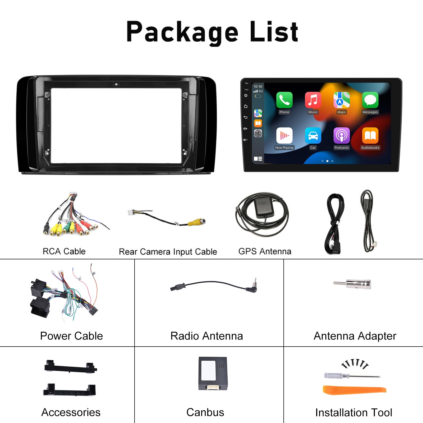 Podofo 9 Inch Android Car Stereo Wireless Carplay Android Auto For Mercedes-Benz R-class R300/R350 2006-2014 GPS RDS HIFI OEM