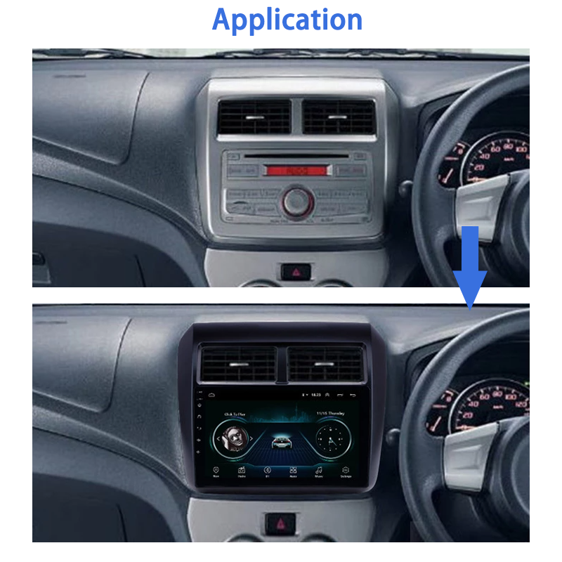 9 Inch 2 din Car Stereo Radio For Toyota Aaya Wigo 2013-2019 Android 10 System Quad Core Car Head Unit GPS DVD Player