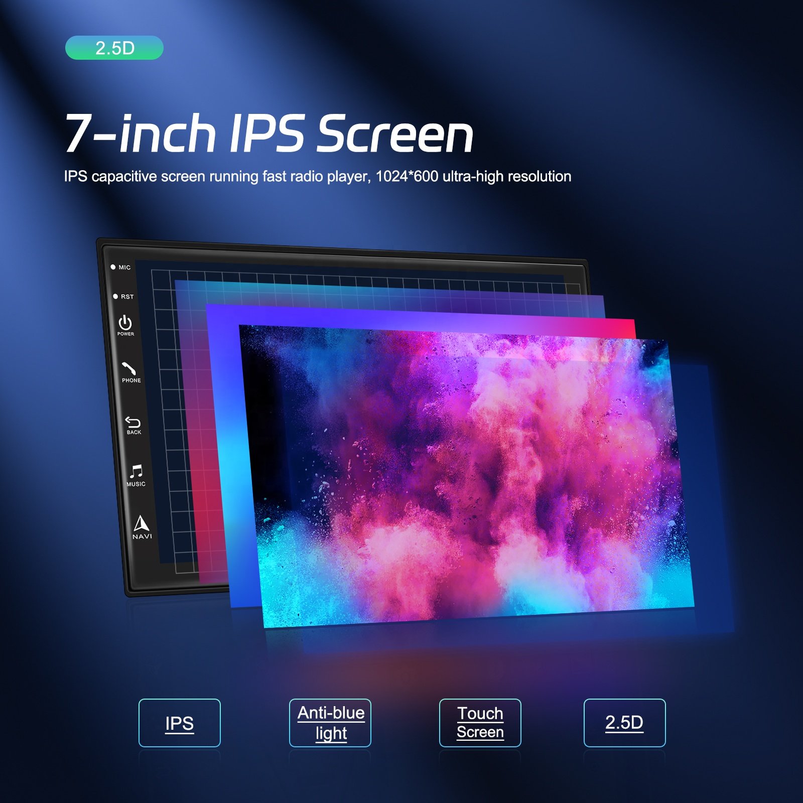 Podofo Android Car Radio Car Stereo 8 Core 2+32G 7" IPS Screen Carplay Android Auto WiFi 4G BT AI Voice DSP RDS Autoradio