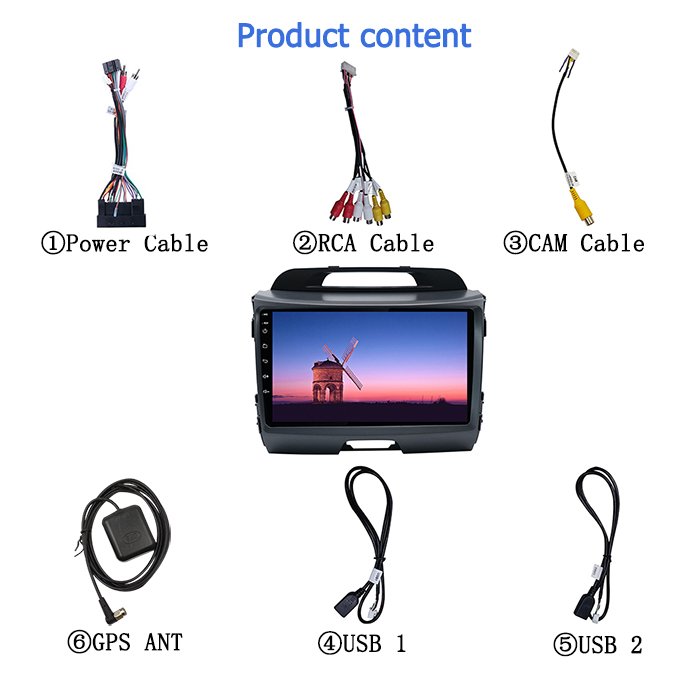 9 inch Android Car Radio WIFI GPS FM Touch Screen Carplay Player for KIA Sportage 2009-2015 with Reverse Camera