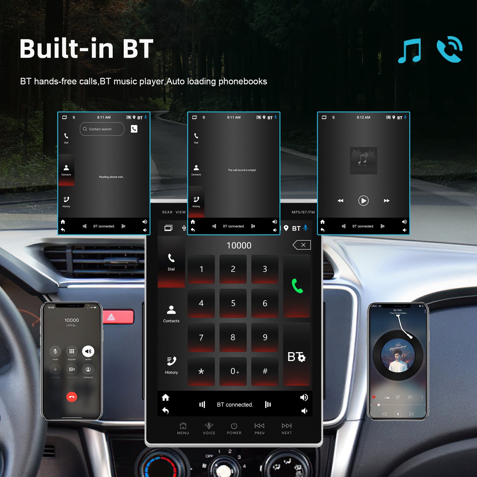 Podofo Android 13 2Din Car Stereo 9.5'' Vertical Screen Android Car Radio Carplay Android Auto For Tesla Style GPS WIFI