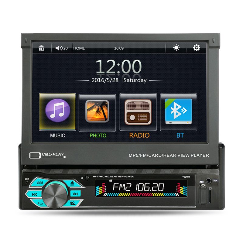 Hot 7inch 1din Retractable Touch Screen Car Stereo Radio Audio Mp5 Player Auto Stereo /USB/TF/AUX In Dash Car Player