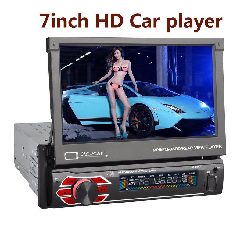 Hot 7inch 1din Retractable Touch Screen Car Stereo Radio Audio Mp5 Player Auto Stereo /USB/TF/AUX In Dash Car Player