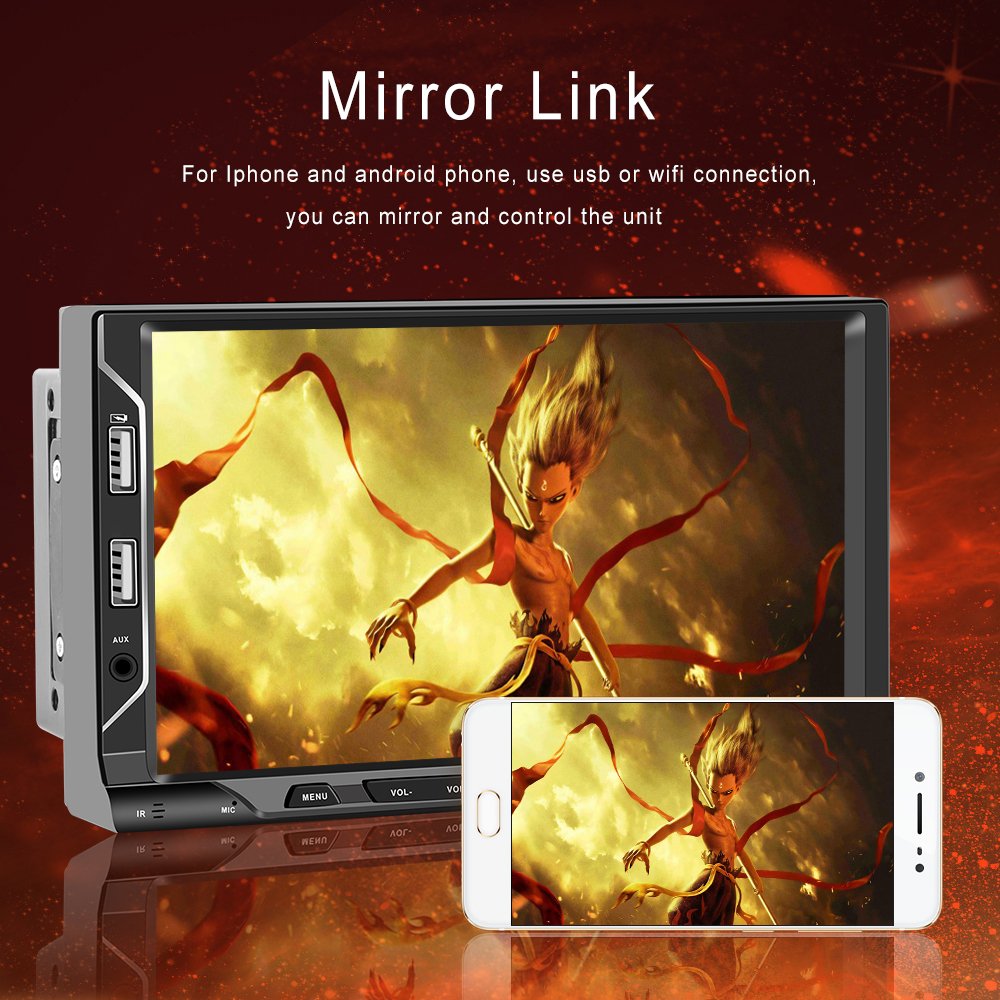 (EU Stock) Podofo Android Double Din Car Radio Stereo 7" 2.5D Touch Screen CarPlay & Android Auto GPS WIFI Hifi Audio FM RDS