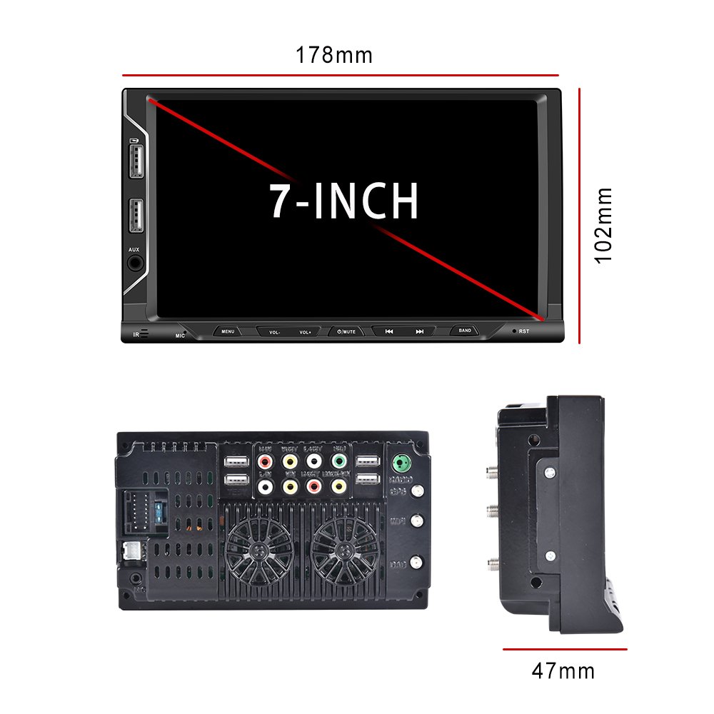 (EU Stock) Podofo Android Double Din Car Radio Stereo 7" 2.5D Touch Screen CarPlay & Android Auto GPS WIFI Hifi Audio FM RDS