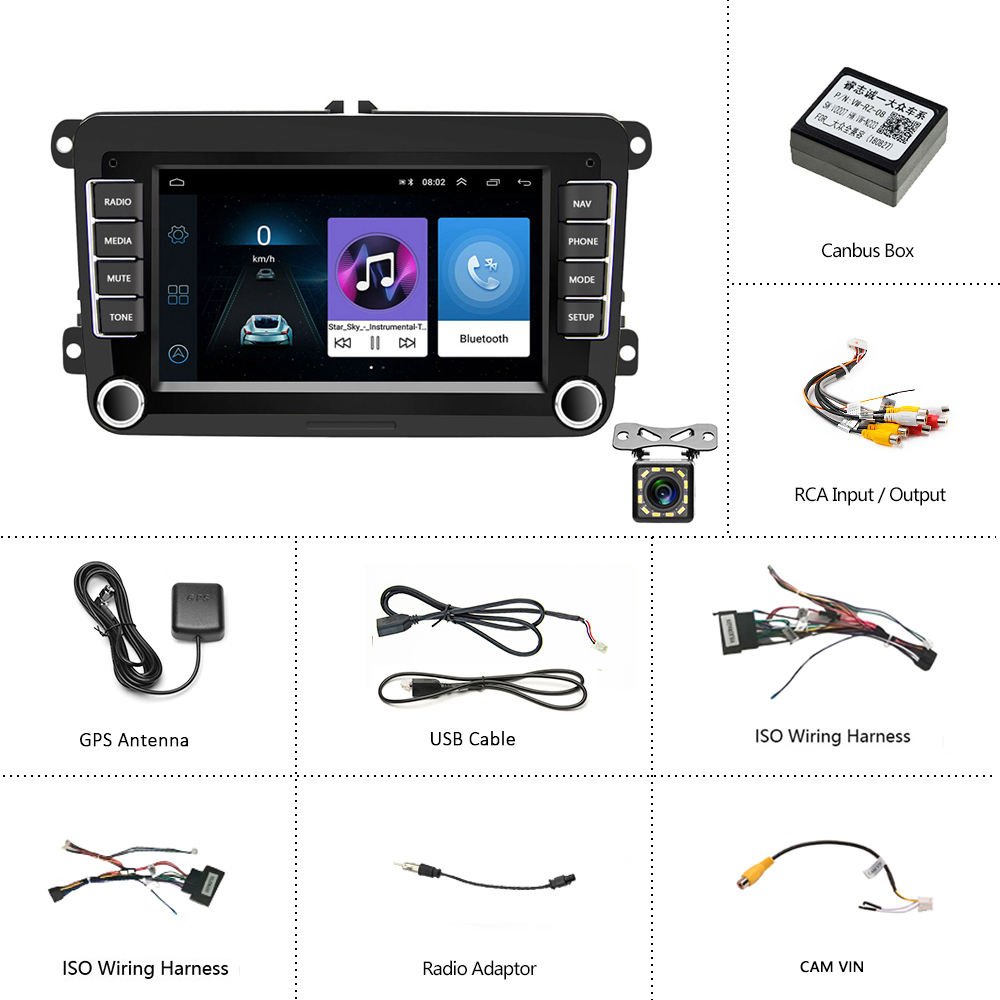 7'' For VW/PASSAT/POLO/GOLF 5 6/TOURAN 2 Din Android GPS WIFI Car Stereo Auto radio BT FM Car Android Player