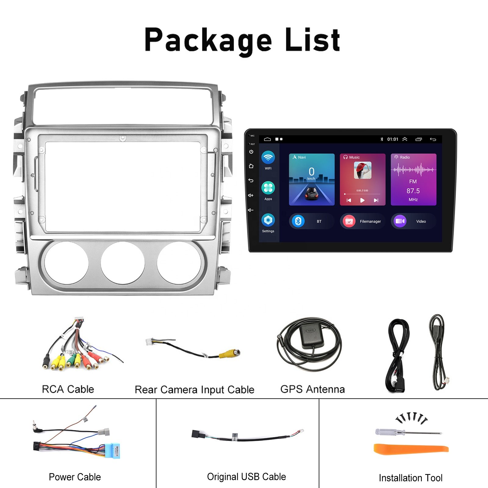 Podofo 9'' Car Radio Android Carplay Android Auto GPS RDS HIFI with AHD Camera For SUZUKI Liana 2006-2013