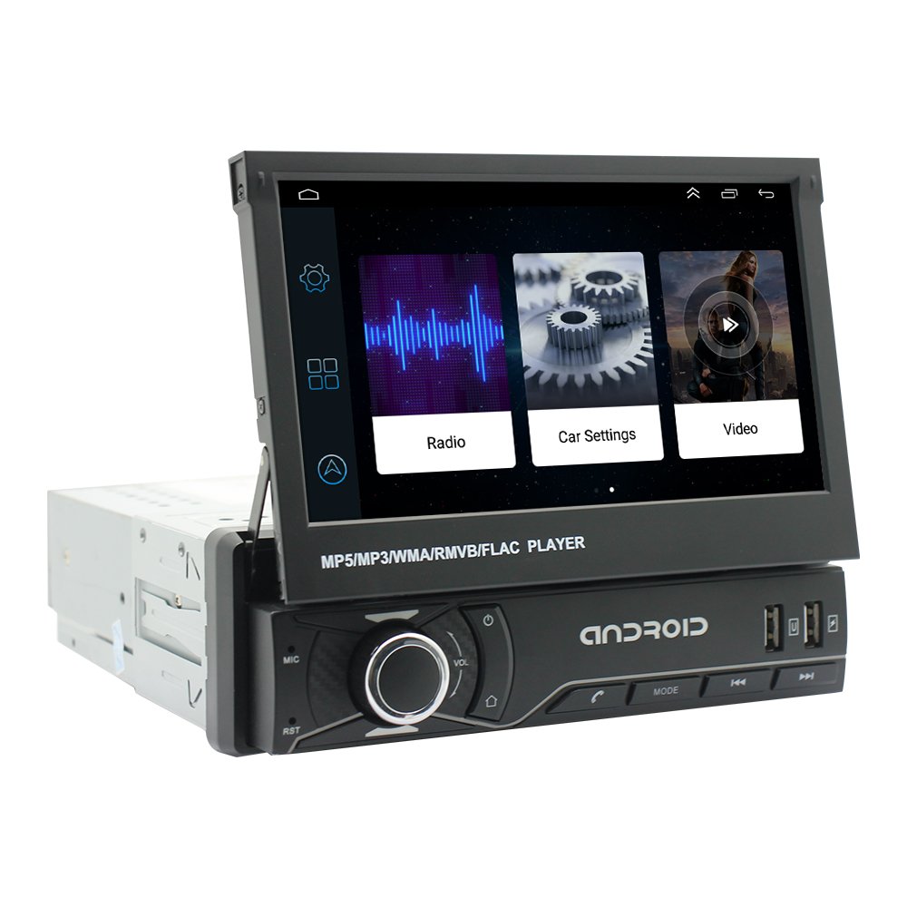 1 Din 7 inch Universal Android Car Radio Autoradio GPS Player + Retractable Screen BT USB Fast Charging SD AUX Car Audio Stereo