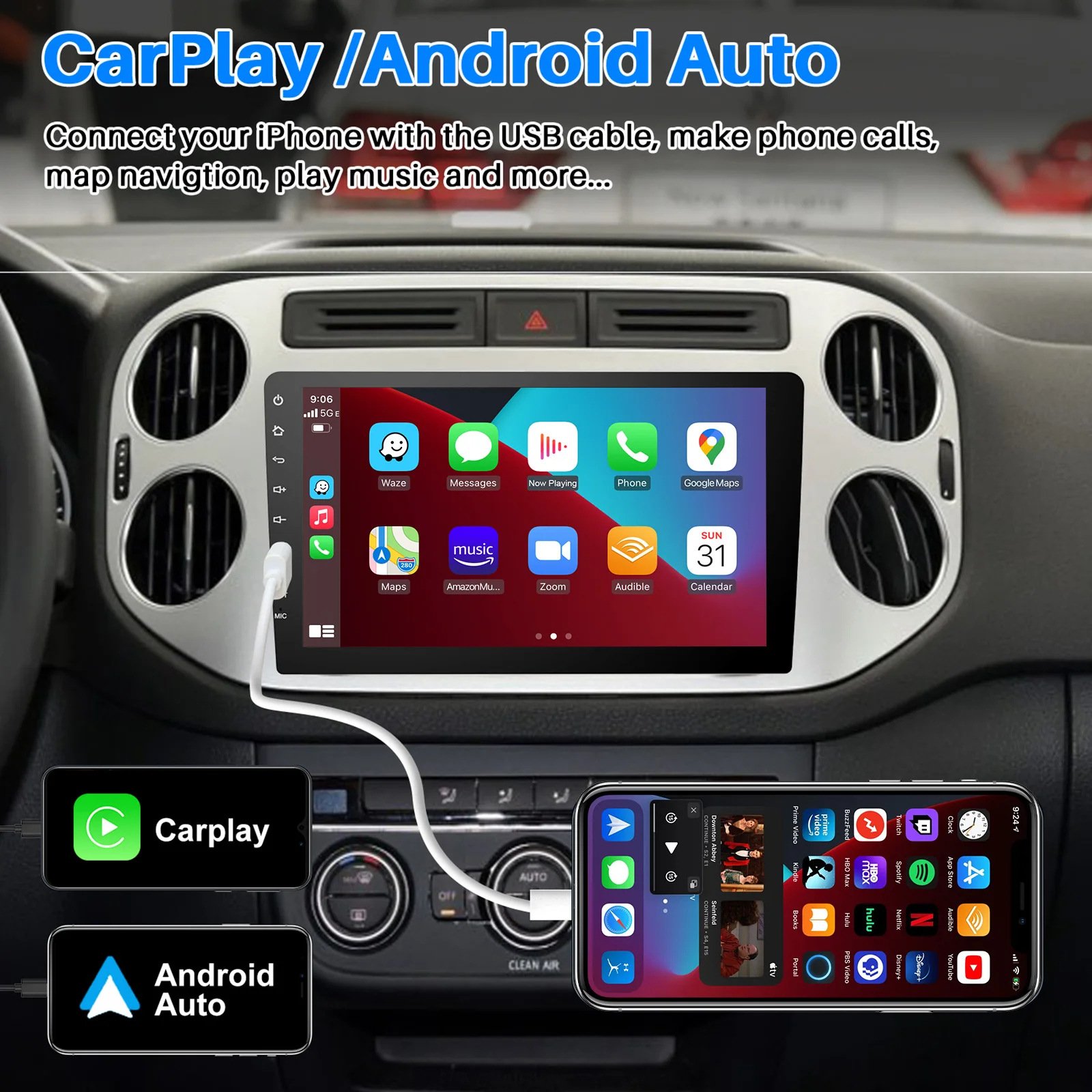 9 inch car multimedia player touch screen full HD 1080P Reversing Image Auto Electronics MP5 radio car dvd player Multimedia