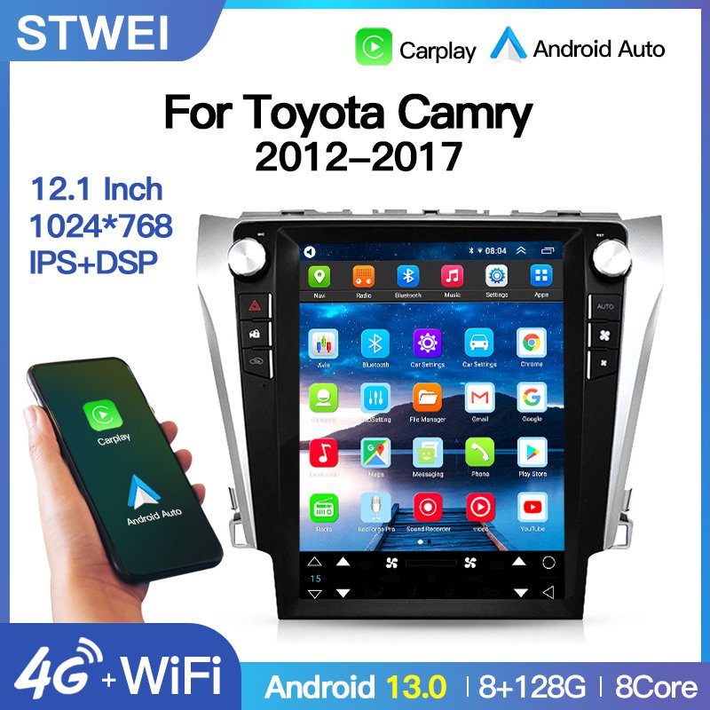 For Toyota Camry 2012 2013-2017 Android Car Radio Stereo Autoradio Tesla Style Screen Multimedia Player GPS Navi Unit Navigation