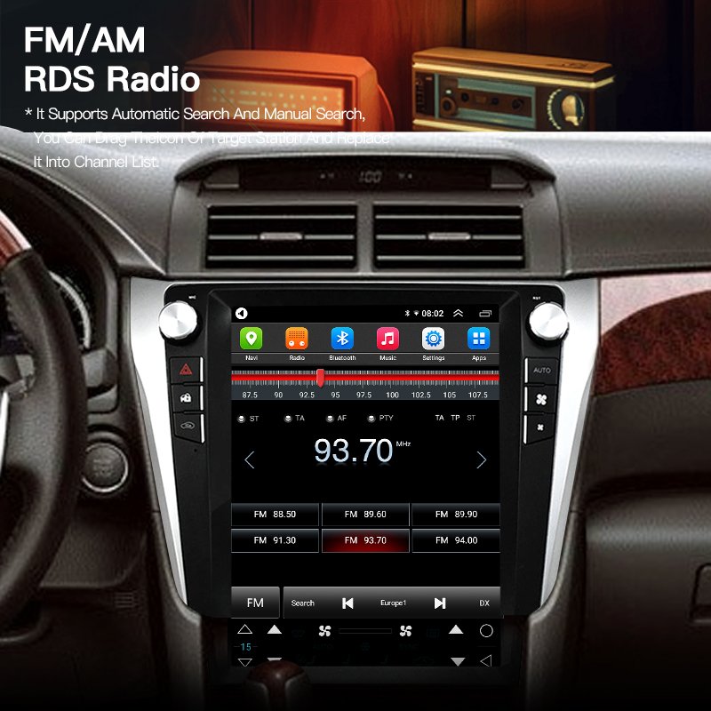 For Toyota Camry 2012 2013-2017 Android Car Radio Stereo Autoradio Tesla Style Screen Multimedia Player GPS Navi Unit Navigation