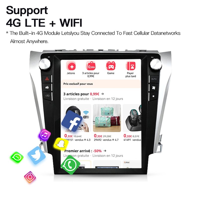 For Toyota Camry 2012 2013-2017 Android Car Radio Stereo Autoradio Tesla Style Screen Multimedia Player GPS Navi Unit Navigation