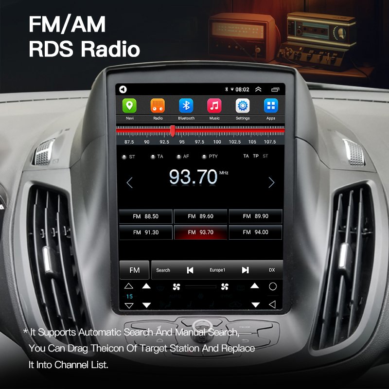 10.4" Car Radio For Ford Kuga C-max Escape 2013-2018 Tesla Screen Navigation Player CarPlay Multimedia Android 13 BT Auto 2 Din