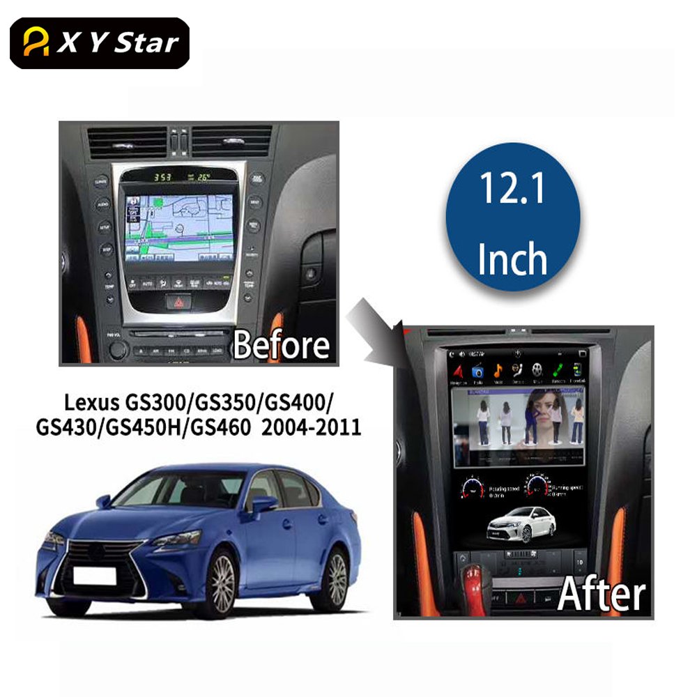 12.1" Tesla Style Navigation Android Car Dvd Player Stereo For Lexus Gs 300 350 450 460 2004-2011