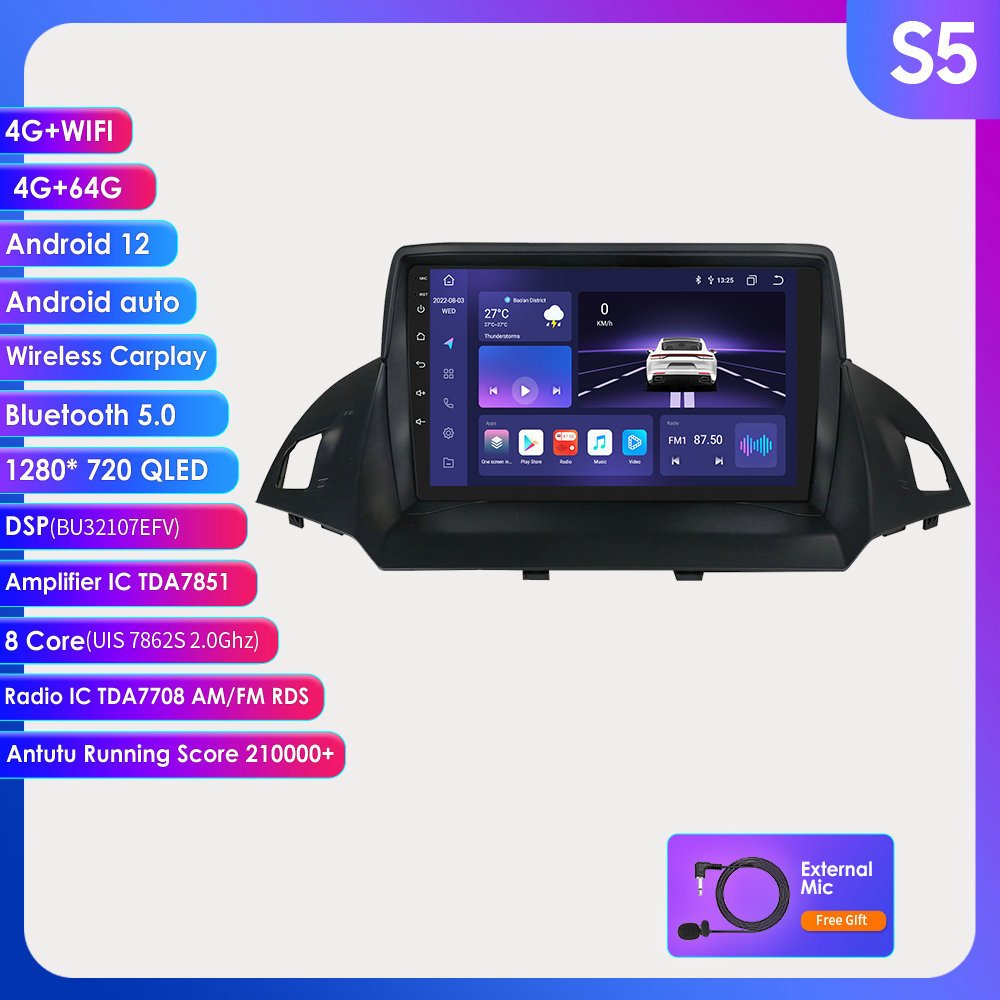 9 Inch android car dvd player for 2014 ford escape radio with navigation & gps 4g and apple car play
