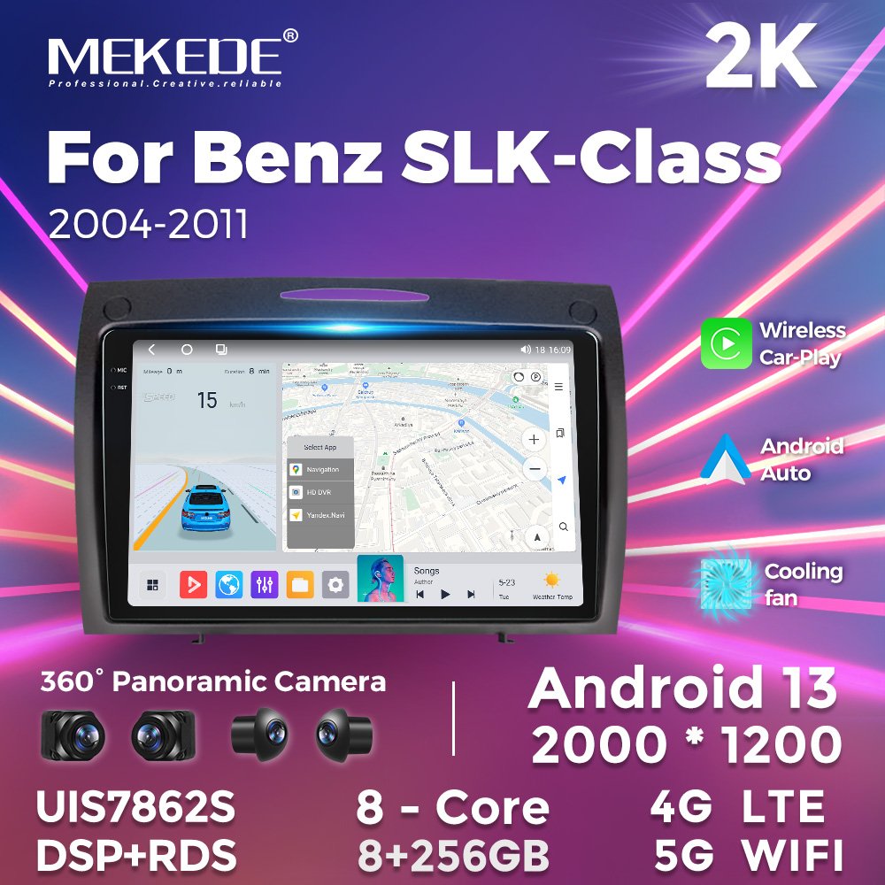 MEKEDE MS 8+128G Android Auto car-play car audio video For Benz SLK-Class 2004-2011 cooling fan gps navigation