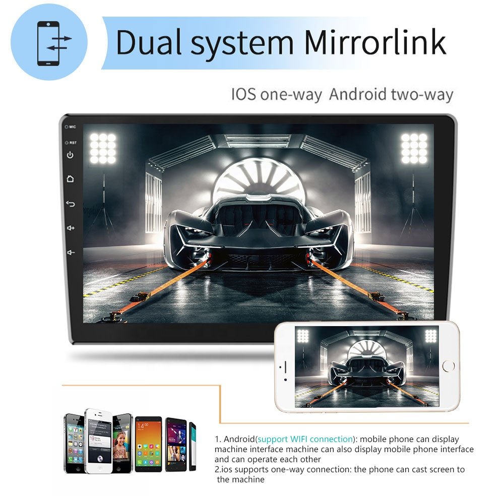 Podofo 10.1'' Universal 2 Din Car Radio 2+32G Android GPS Wifi With Full Touch Auto Video 1080p HD BT FM Car Radio Games