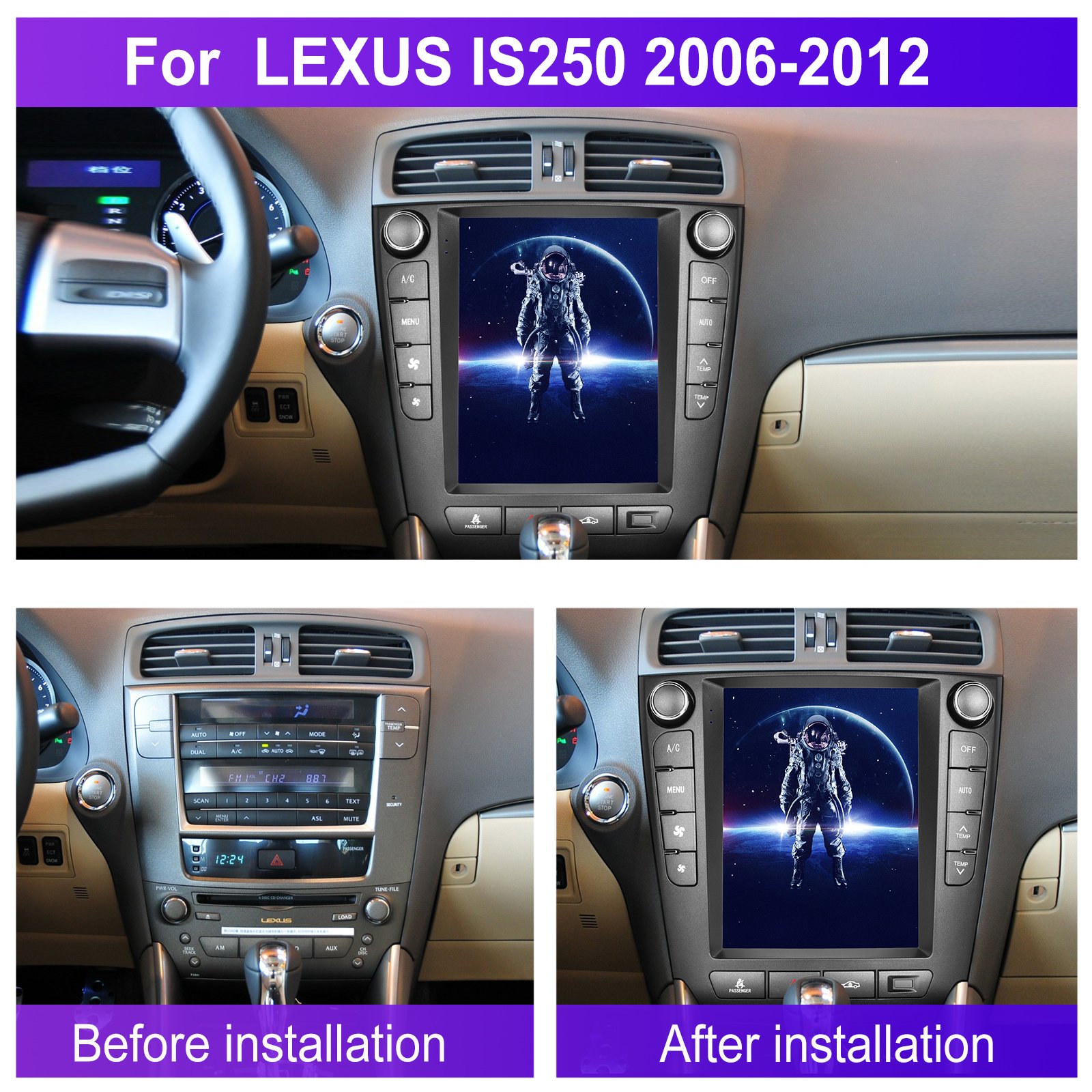 Podofo 9.7inch Auto Electronics Android 11 1+32/2+64 Car Autoradio For Lexus IS250 2006-2012 Carplay Android Auto HIFI WIFI GPS