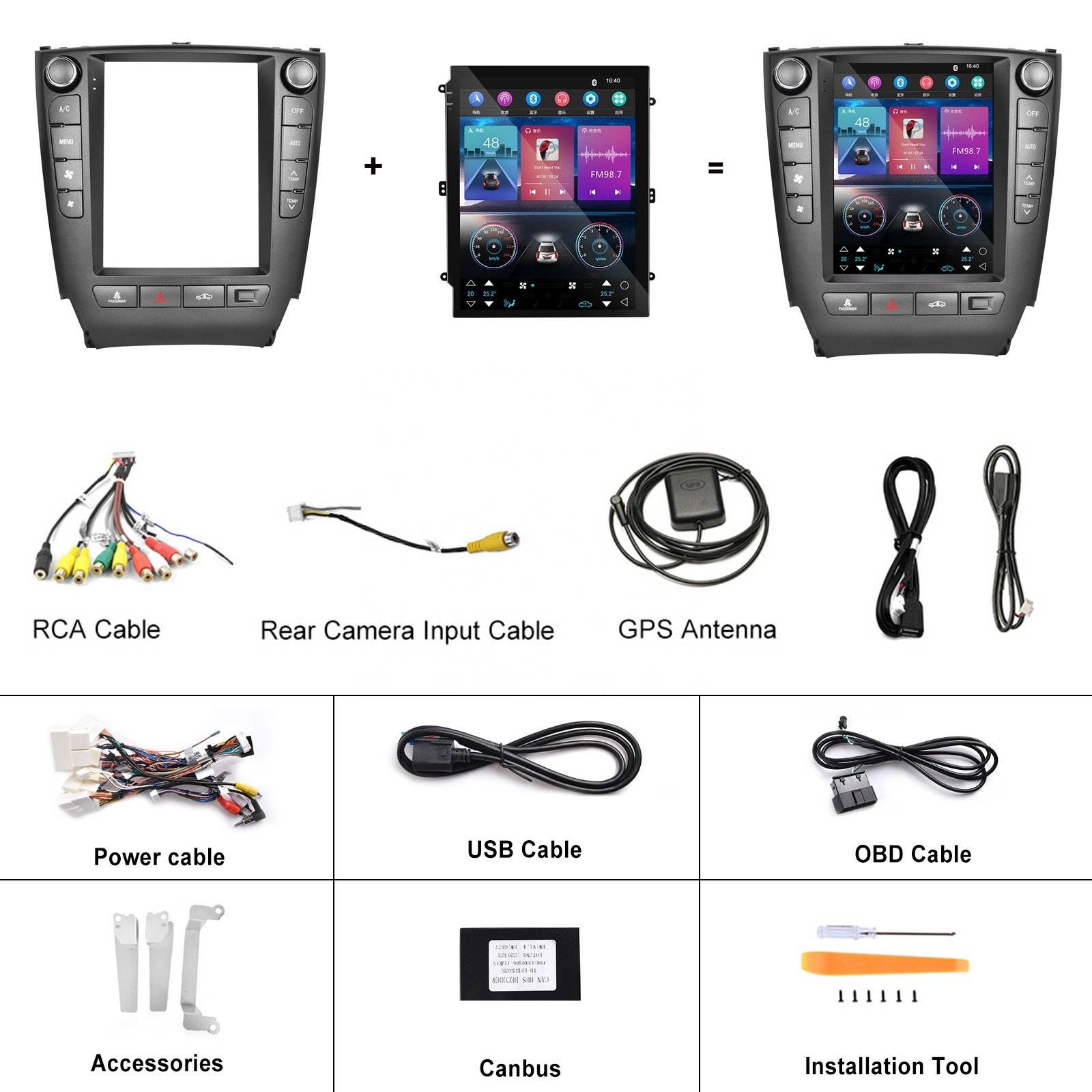 Podofo 9.7inch Auto Electronics Android 11 1+32/2+64 Car Autoradio For Lexus IS250 2006-2012 Carplay Android Auto HIFI WIFI GPS