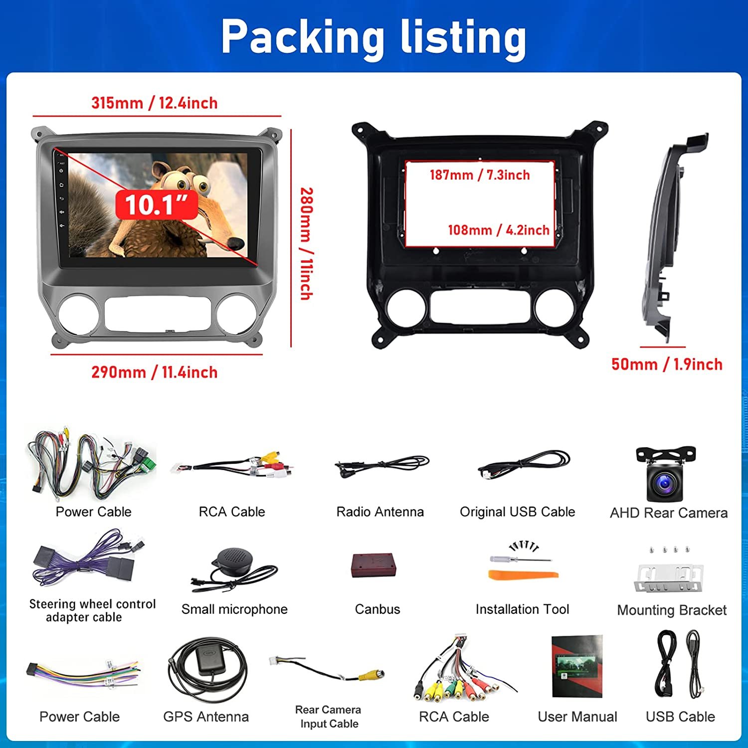 Podofo 10.1" Android Car Stereo For Chevrolet Silverado 2014 Car Radio Autoradio Carplay Android Auto GPS Wifi Hifi Audio RDS