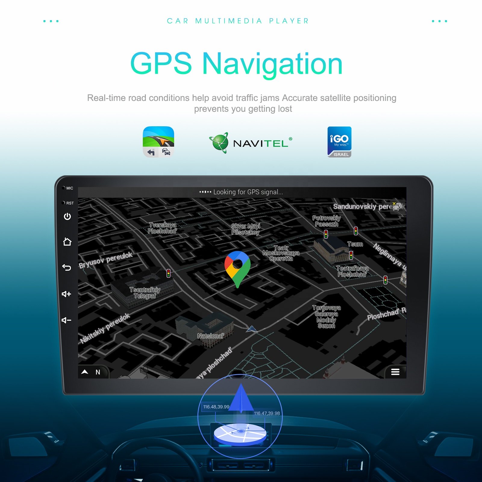 (US Stock) Podofo 9/10'' 2+32GB Android Car Stereo CarPlay Android Auto Car Radio Video Autoradio GPS WiFi BT FM RDS Wholesale