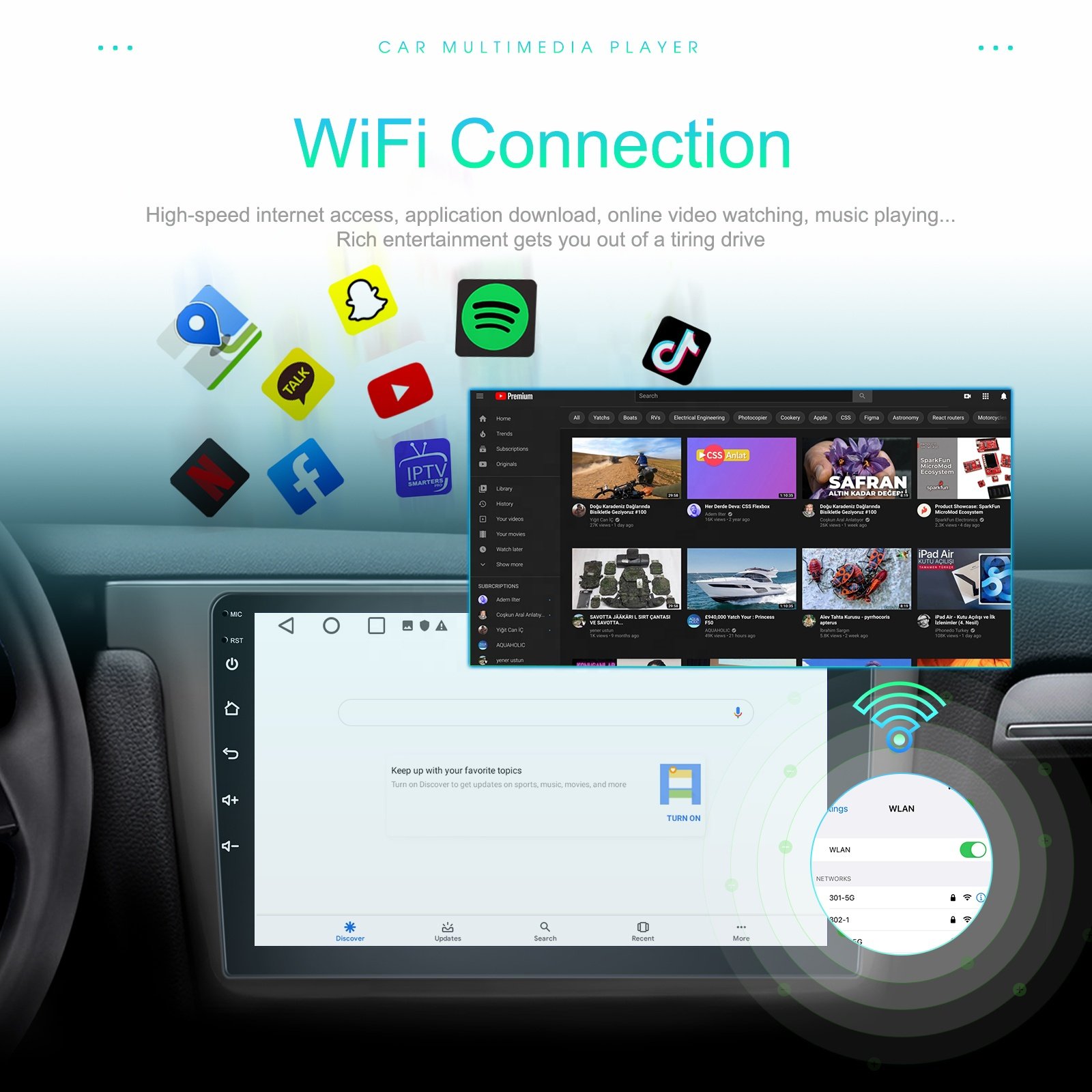 (US Stock) Podofo 9/10'' 2+32GB Android Car Stereo CarPlay Android Auto Car Radio Video Autoradio GPS WiFi BT FM RDS Wholesale