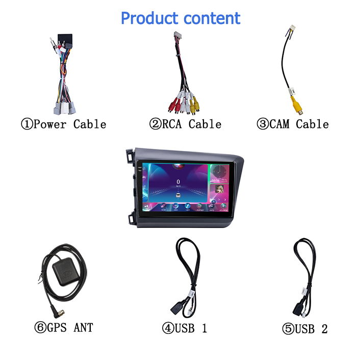 Android 9 inch Car DVD Player 8 core 4+64 gb For Honda Civic 2012-2015 Touch Screen ips Video GPS BT IPS WiFi 4G LTE