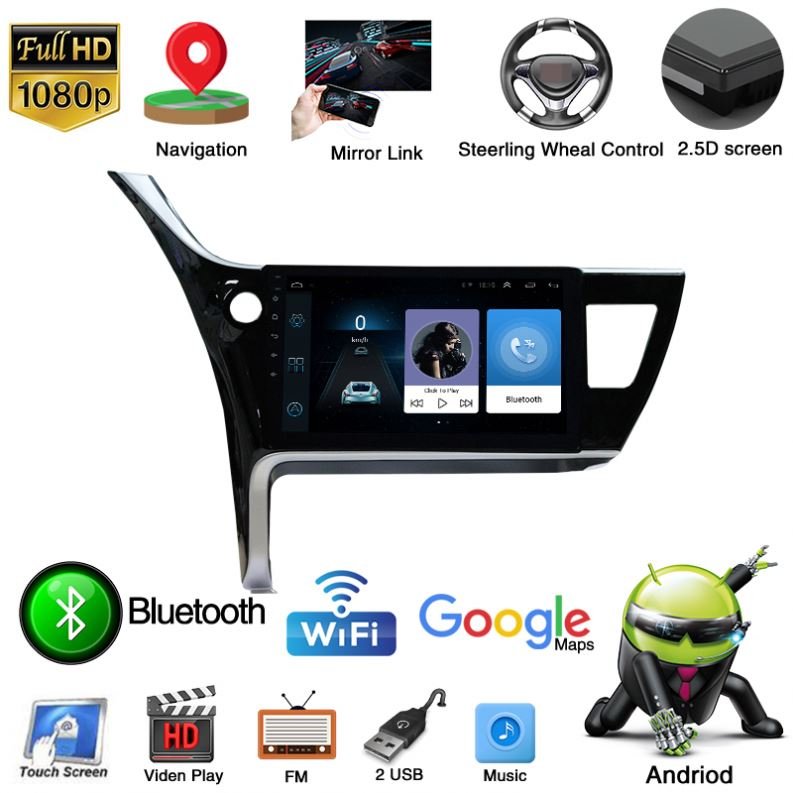 10.1" Android Car Navigation GPS Video Radio Stereo With Reverse Camera Multimedia Car Dvd Player For Toyota Corolla 2017 2018