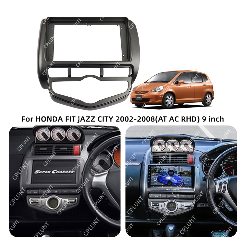 Car DVD Player Frame For HONDA FIT CITY JAZZ 2002-2008 AT AC RHD 9INCH Touch screen Android radio Farme stereo