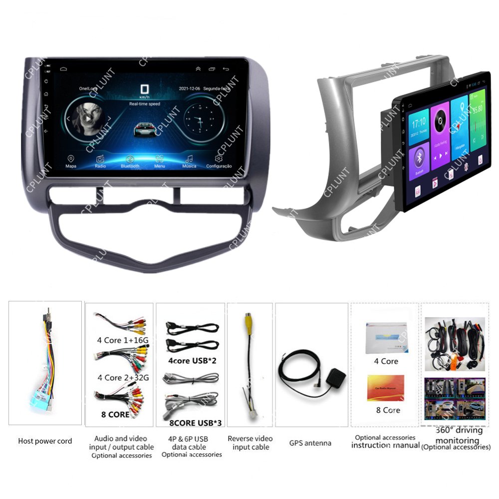 Car DVD Player Frame For HONDA FIT CITY JAZZ 2002-2008 AT AC RHD 9INCH Touch screen Android radio Farme stereo