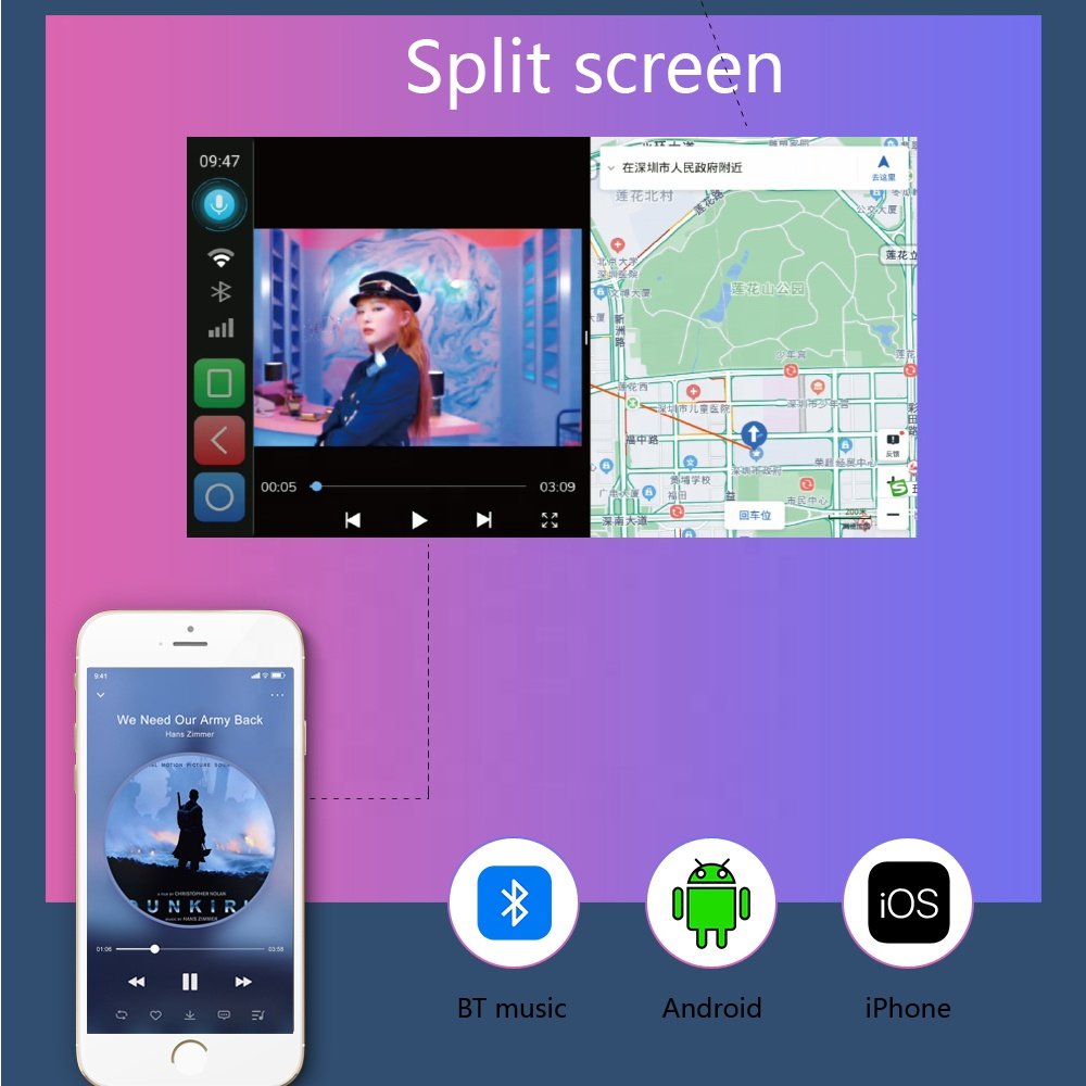 android 10.0 dual system multimedia player wireless carplay ai box android auto 4G+64G universal car USB plug and play