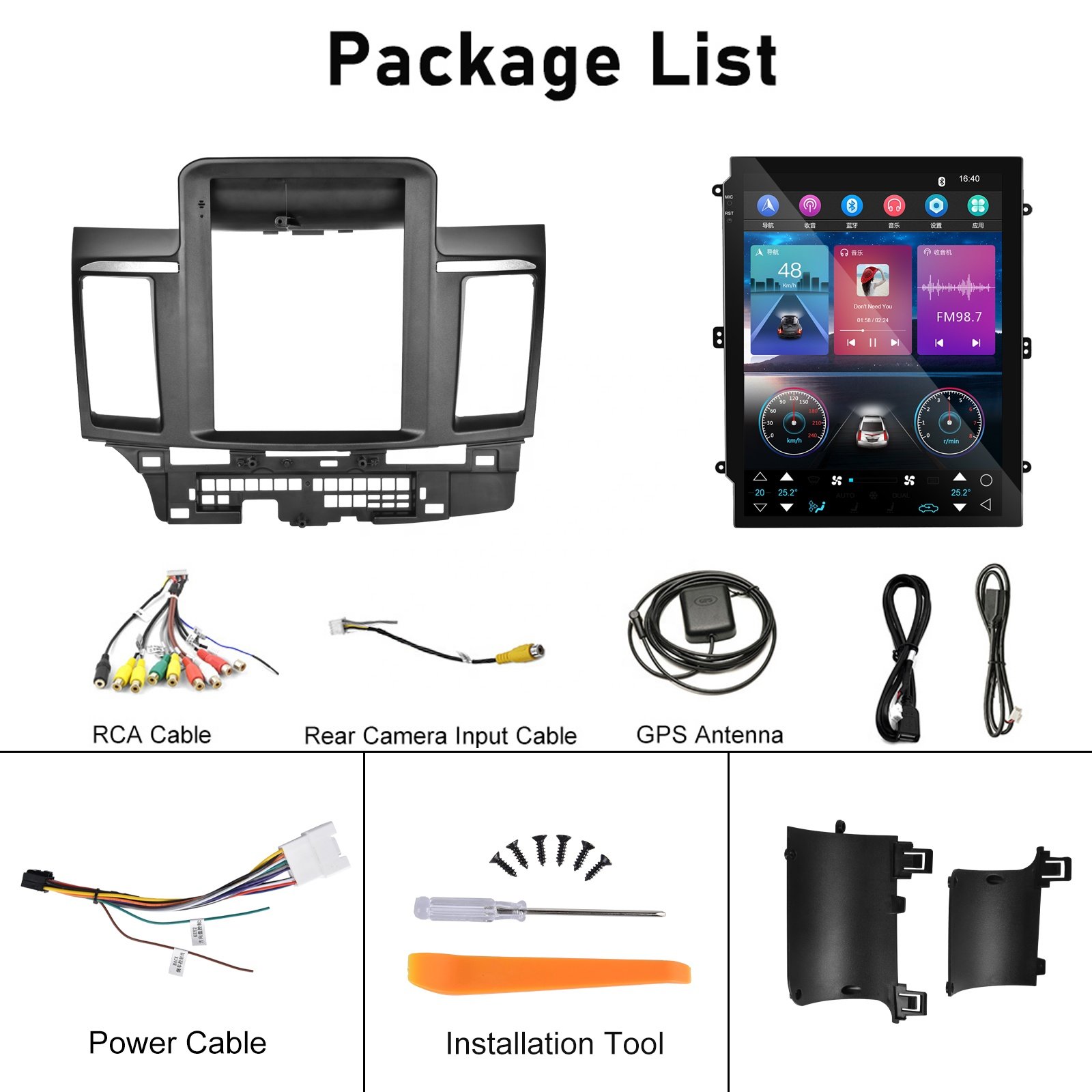 Podofo 9.7" Android Car Stereo Car Radio For Mitsubishi Lancer 2010 Wireless Carplay Android Auto GPS Wifi Hifi FM RDS