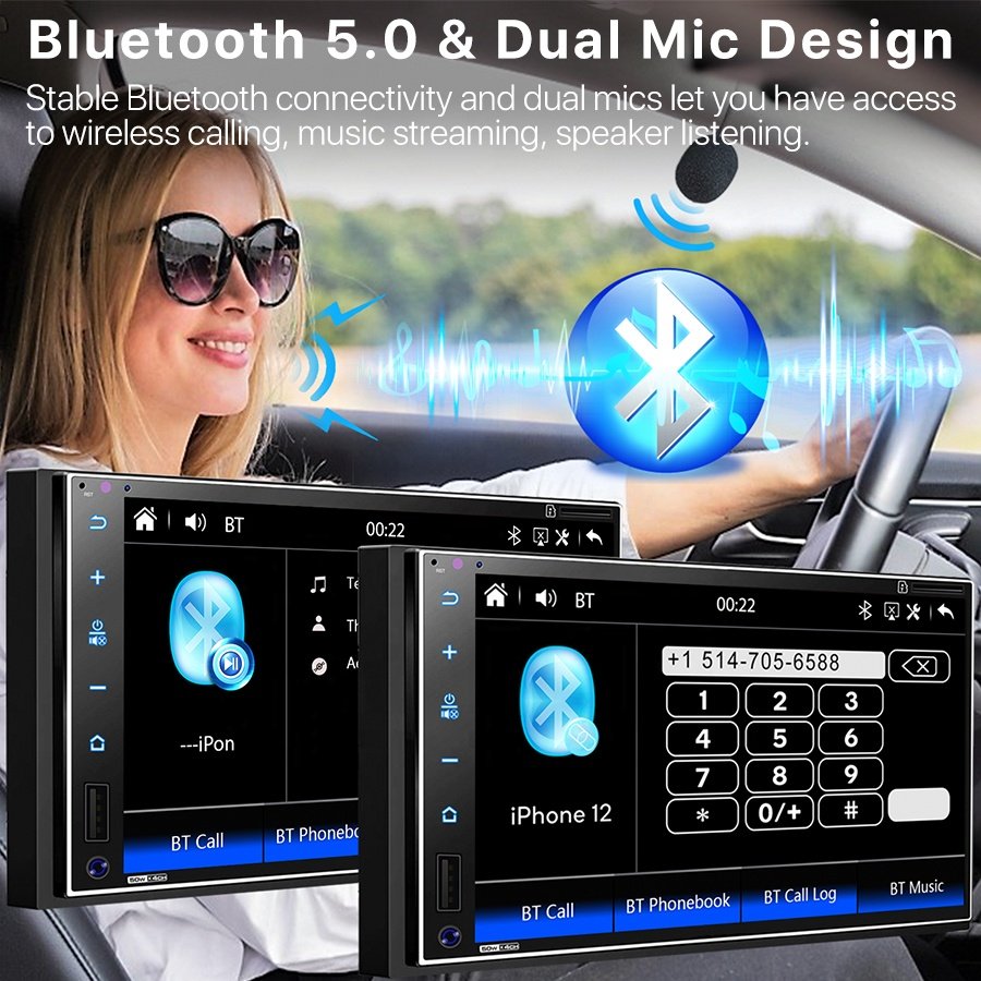 JMC Custom High Quality Car Dvd Player Universal Head Unit Double Din Car Play Android Auto Steering Wheel Control 7 Inch Touch