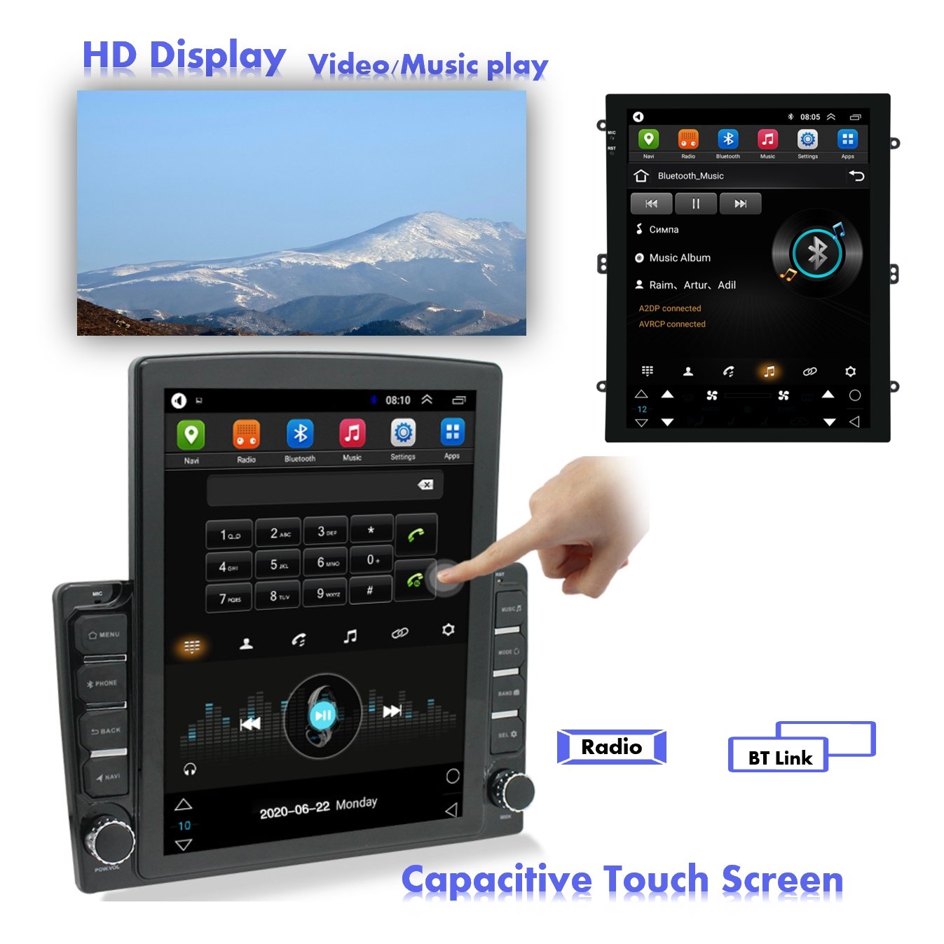 Zmecar 9.7 Inch Vertical Carplay Screen Android Car Dvd Player Autoradio 1+16GB BT FM WIFI GPS Navigation Car Stereo