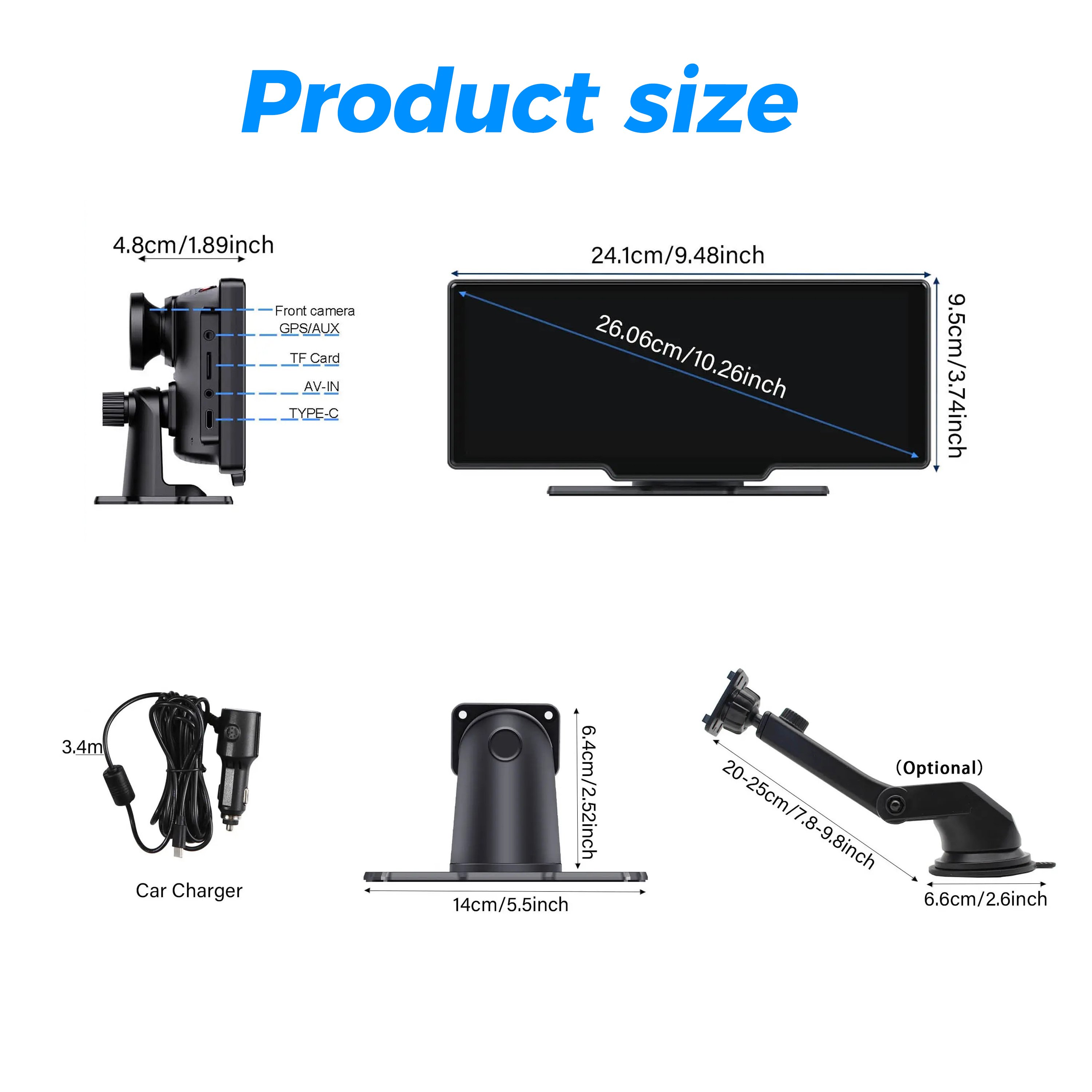 Maustor 2024 New Arrival Car DVD Player 10.26 Inch Capacitive Touch Screen Car Radio Recorder Wireless Carplay