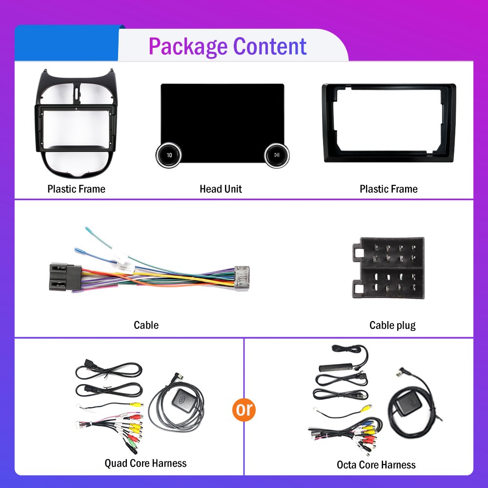 11.8Inch 2Din Android Car Radio For Peugeot 206 2000- 2016 2K QLED Screen Car Stereo Car DVD Player Carplay Android Auto