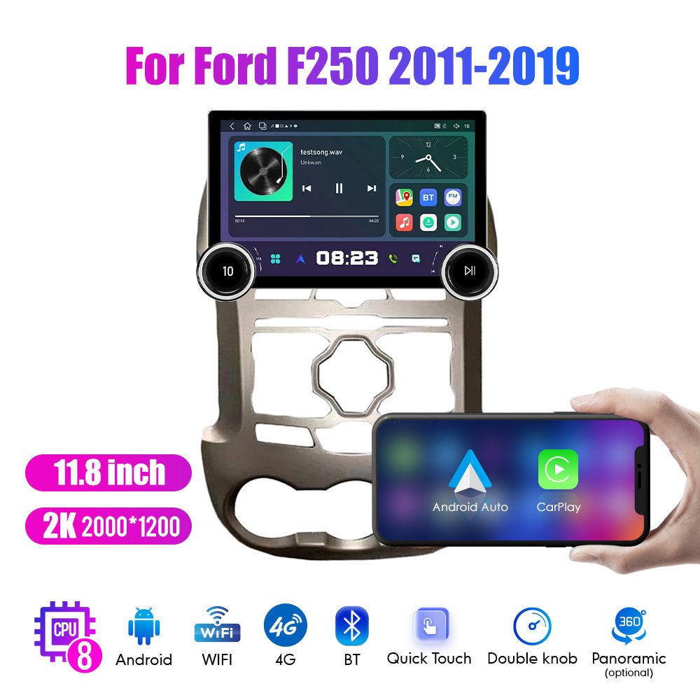 11.8Inch Car Radio For Ford F250 2011-2019 DIAMOND 2K QLED Screen 2Din Android Car Stereo Car DVD Player Carplay DSP