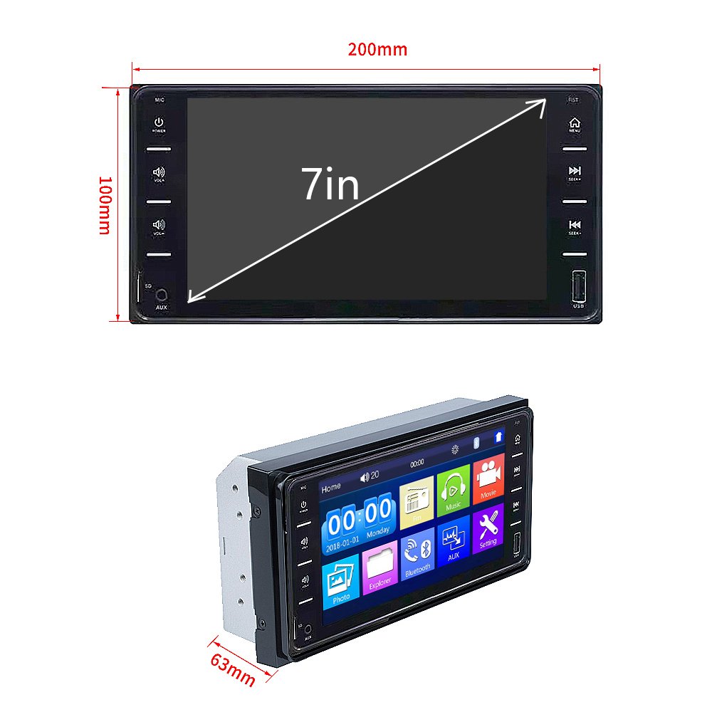 carplay android auto 7 inch 2 din Sunplus car radio mp5 player for toyota BT FM USB touch screen car stereo video DVD player