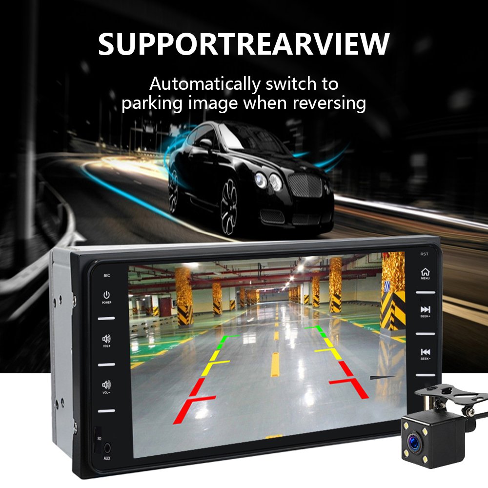 carplay android auto 7 inch 2 din Sunplus car radio mp5 player for toyota BT FM USB touch screen car stereo video DVD player