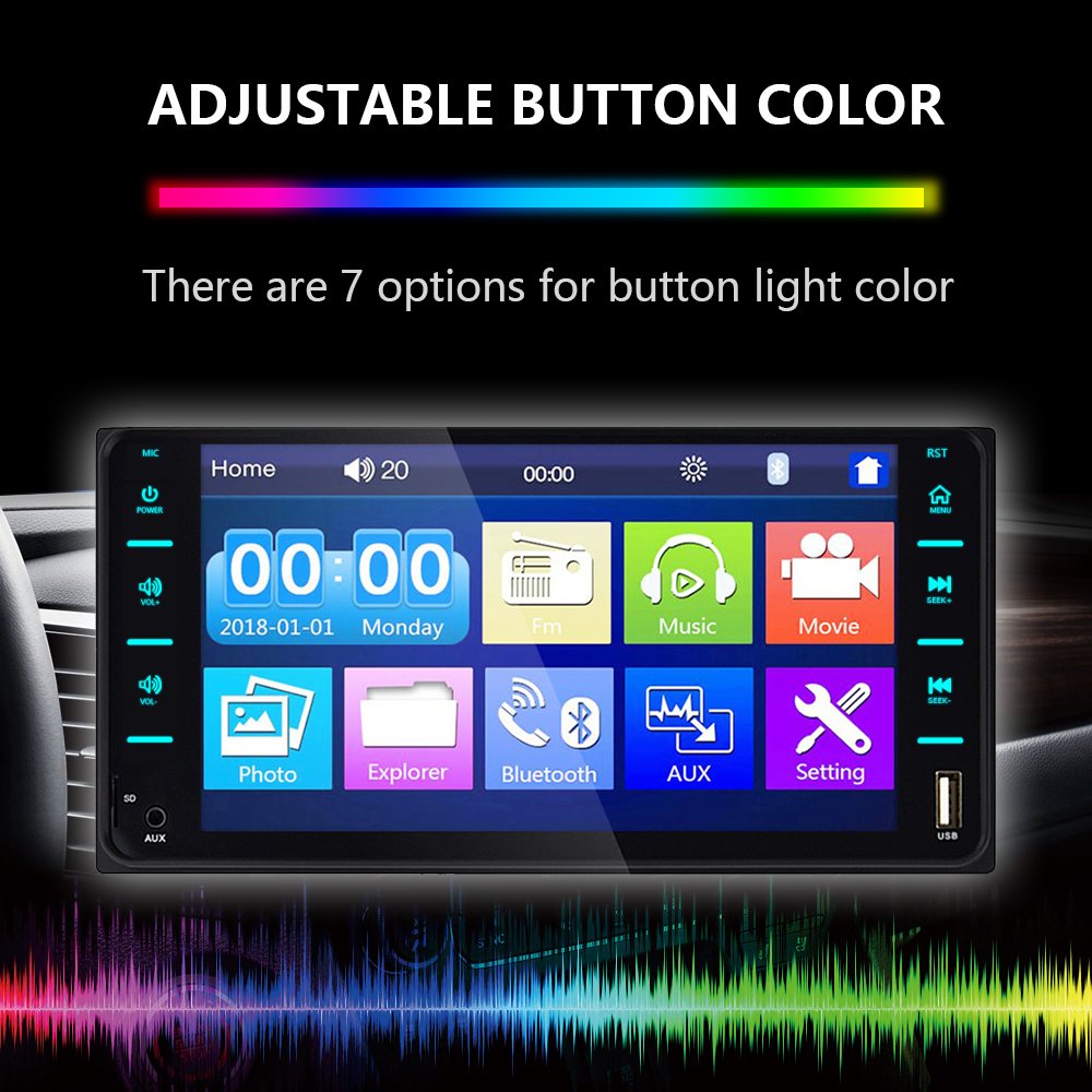 carplay android auto 7 inch 2 din Sunplus car radio mp5 player for toyota BT FM USB touch screen car stereo video DVD player