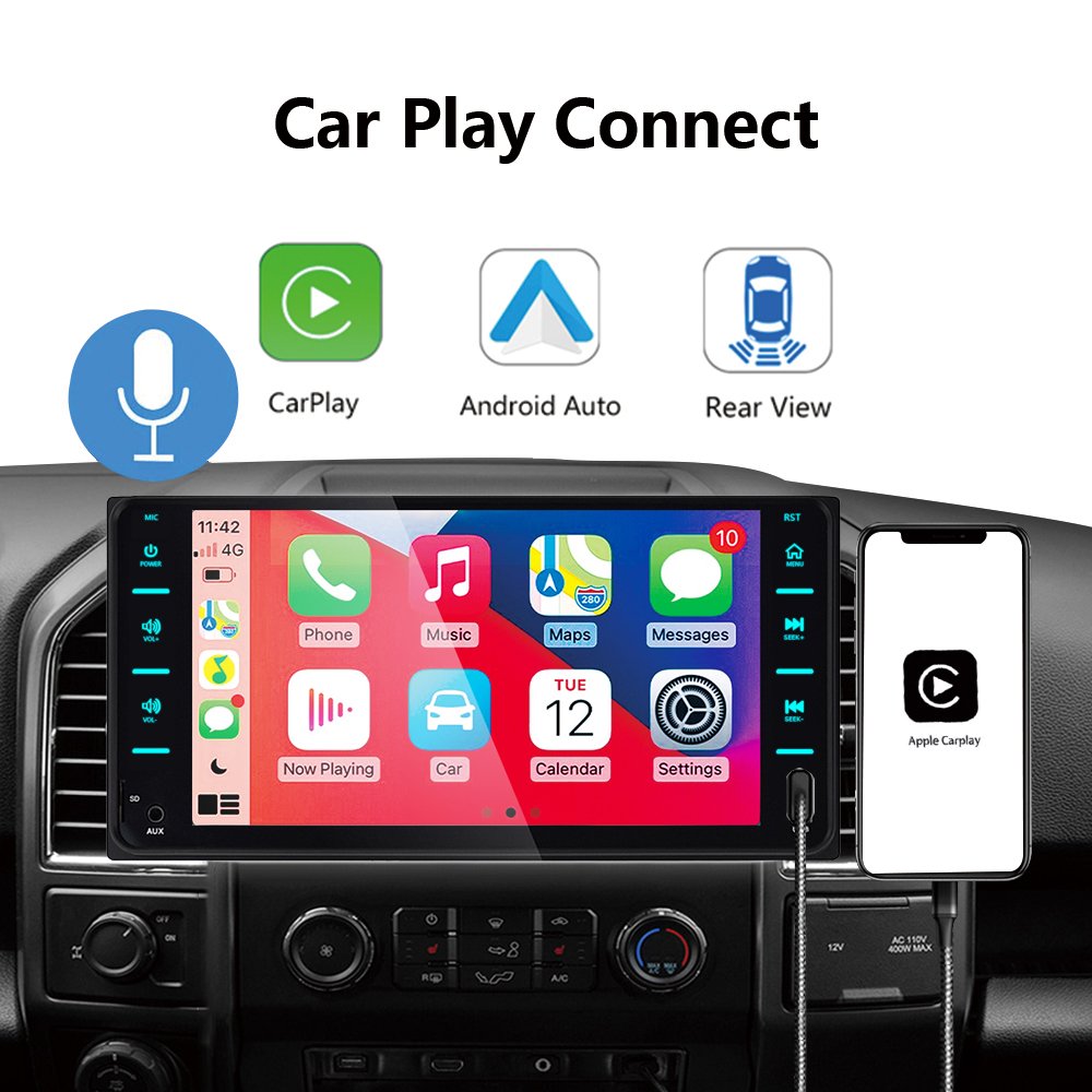 carplay android auto 7 inch 2 din Sunplus car radio mp5 player for toyota BT FM USB touch screen car stereo video DVD player