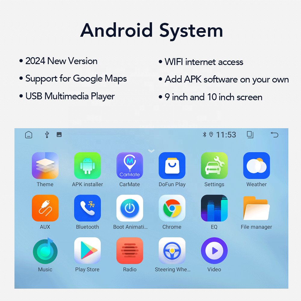 Android System Car Radio Stereo DVD Player 9 inch with CarPlay Universal 2024 new version