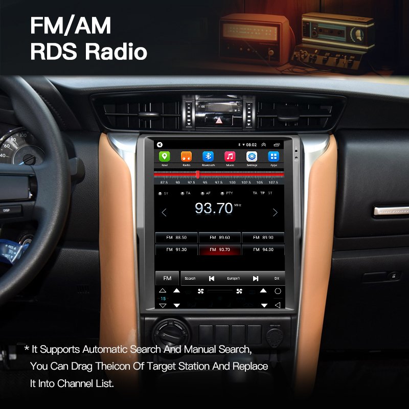 Android 13 For Toyota Fortuner 2016-2021 For Tesla Screen Car Radio Multimedia Player GPS Navigation Stereo Autoradio Carplay BT