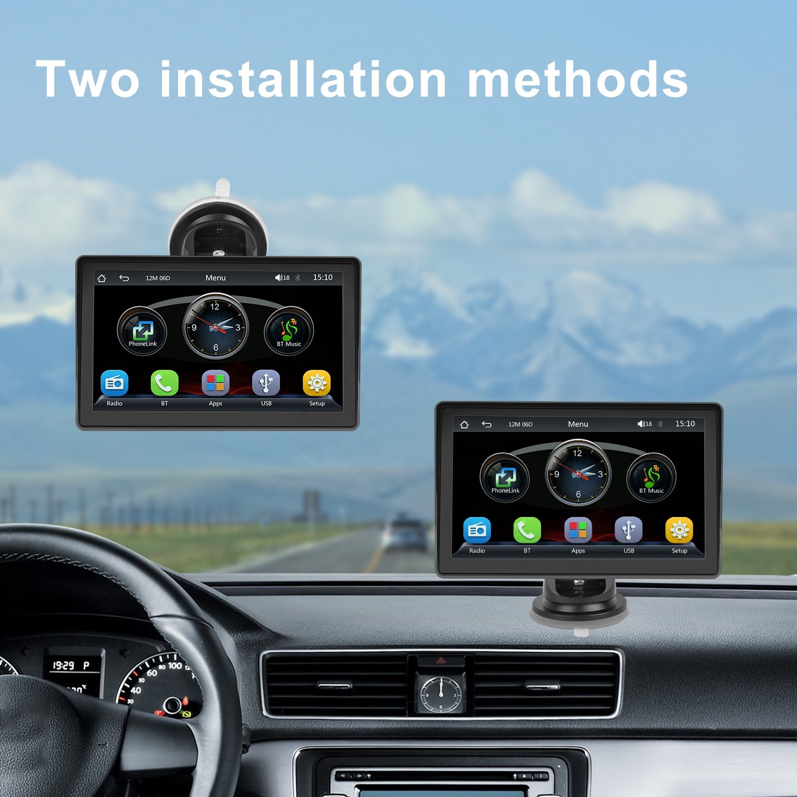 Podofo 7 Inch Touch Screen Portable Car MP5 Player Wireless Carplay Android Auto FM BT TF/USB/AUX Car Stereo Voice Control