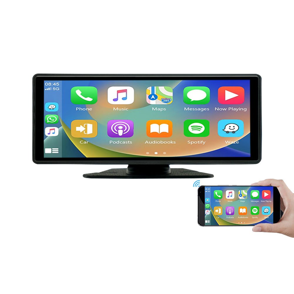 portable mobile carplay screen 9.36 inch touch screen car radio F133 chipset AHD FM transmitter wired / wireless carplay link