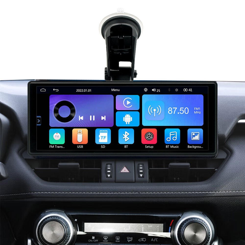 portable mobile carplay screen 9.36 inch touch screen car radio F133 chipset AHD FM transmitter wired / wireless carplay link