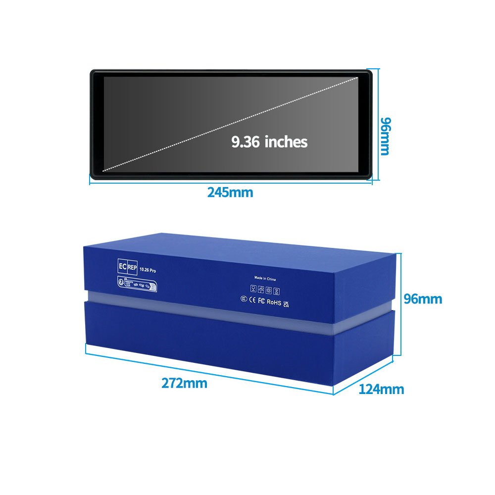 portable mobile carplay screen 9.36 inch touch screen car radio F133 chipset AHD FM transmitter wired / wireless carplay link