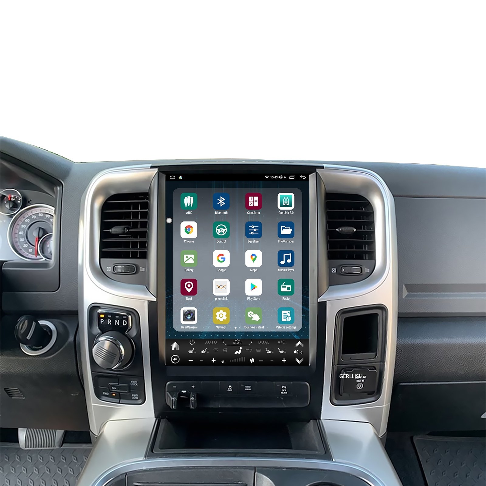Gerllish 13 " Vertical Screen Tesla Style Android Car multimedia Player For Dodge Ram 1500 Stereo GPS Carplay 2012-2018