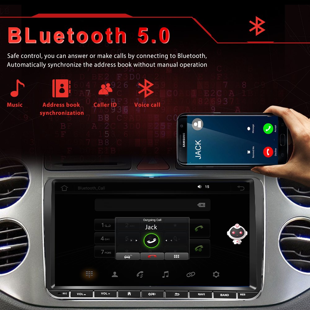 Podofo 9'' Android 13 Car Radio 8+128G Car player AI Voice QLED Screen GPS Navigation Wifi BT DSP For Volkswagen/Skoda