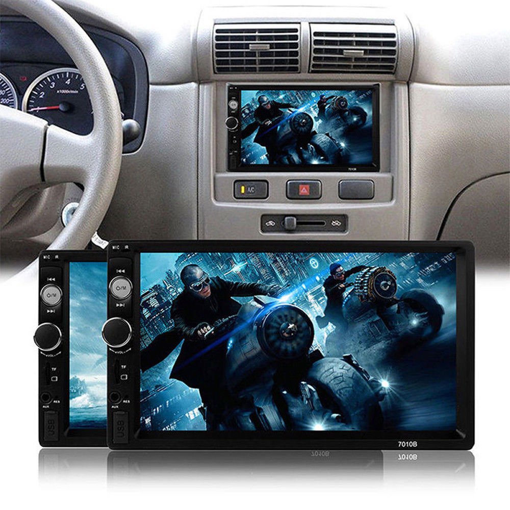 Podofo Double Din Car Stereo Car Radio Autoradio 7" Car MP5 Player Touch Screen BT Phone Link USB FM SD 7023B + 12LED Camera